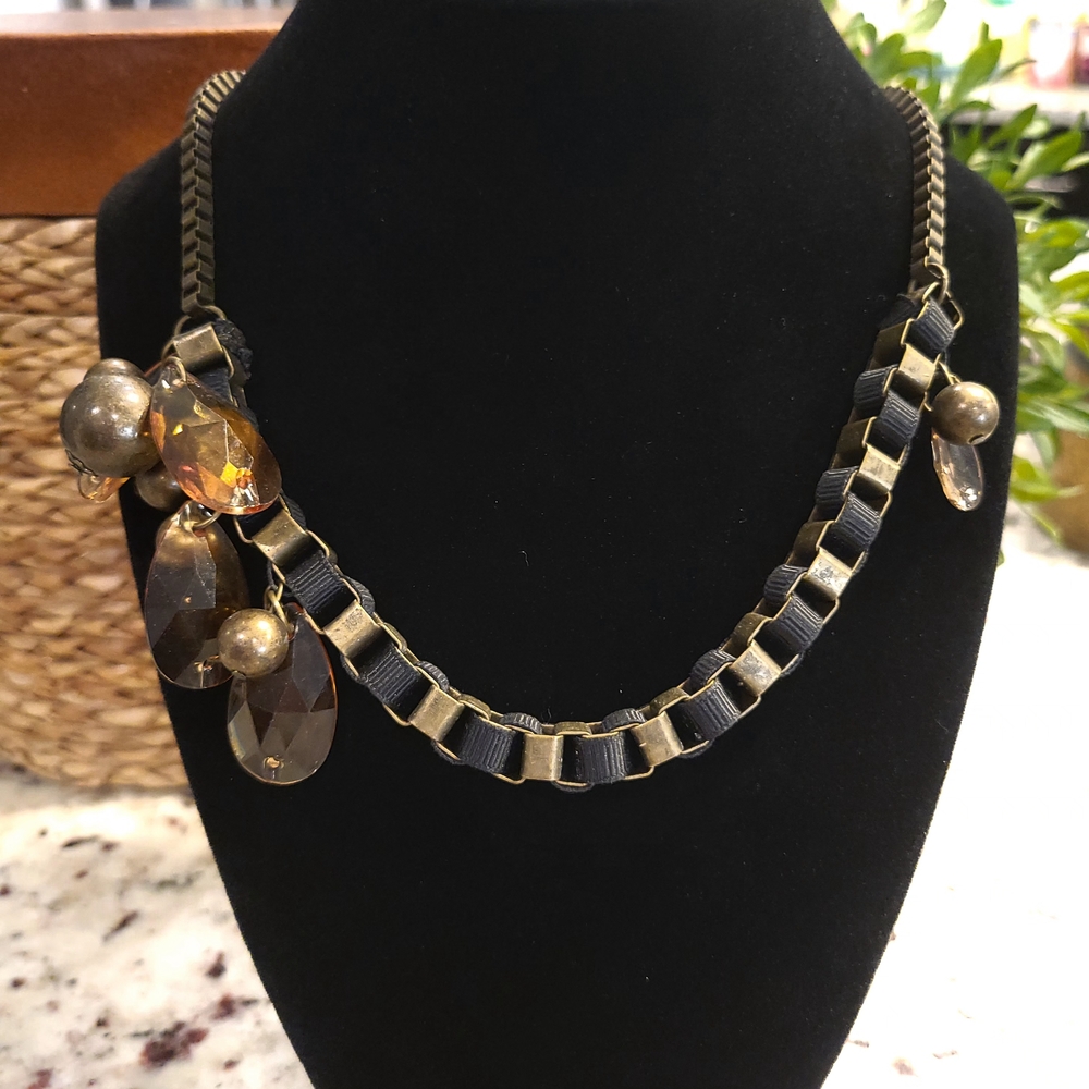 Gold and Black Box Chain Necklace